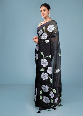 Black Organza Saree With Blouse Piece