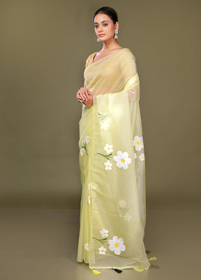 Yellow Organza Saree With Blouse Piece