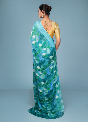 Multicolor Chiffon Silk Saree With Blouse Piece