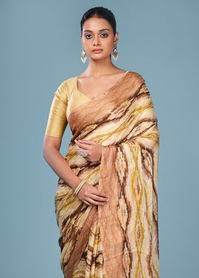 Multicolor Chiffon Silk Saree With Blouse Piece