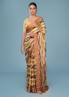 Multicolor Chiffon Silk Saree With Blouse Piece