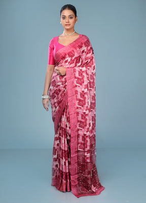 Multicolor Chiffon Silk Saree With Blouse Piece