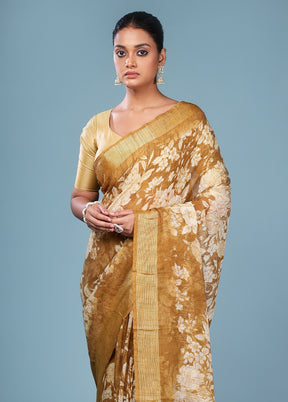 Multicolor Chiffon Silk Saree With Blouse Piece