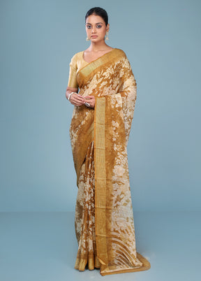 Multicolor Chiffon Silk Saree With Blouse Piece