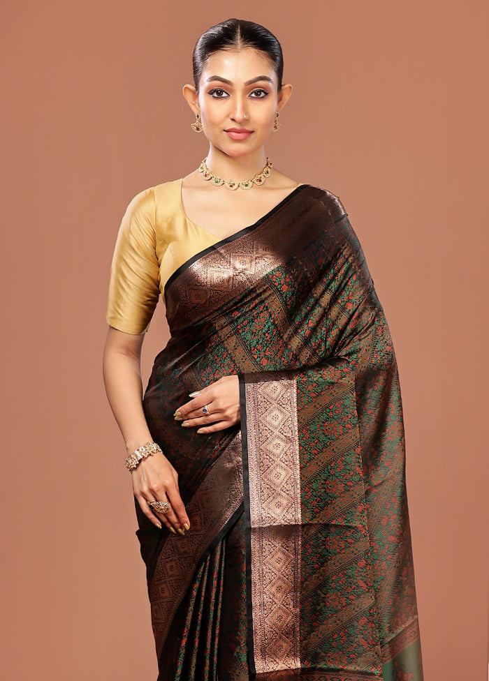 Green Jamewar Silk Saree With Blouse Piece
