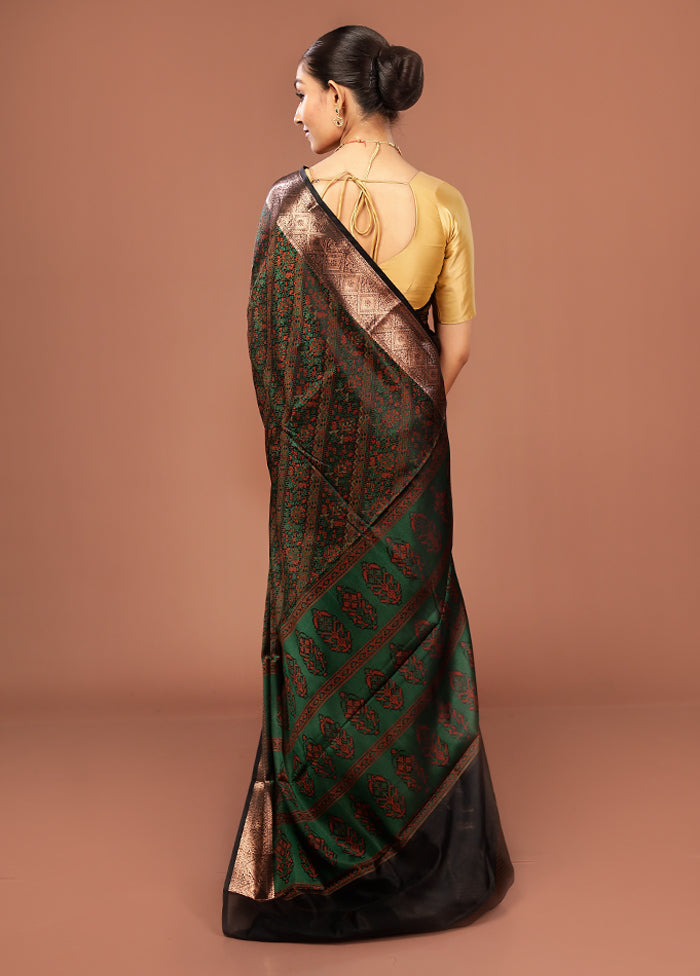 Green Jamewar Silk Saree With Blouse Piece
