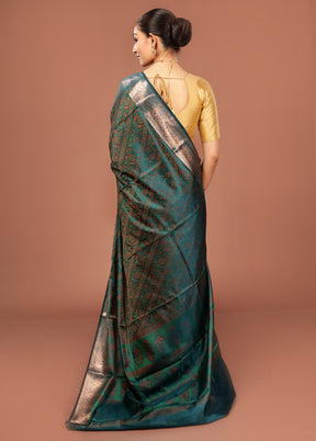 Green Jamewar Silk Saree With Blouse Piece
