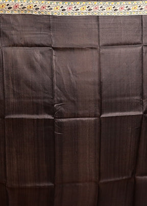 Black Printed Pure Silk Saree Without Blouse Piece