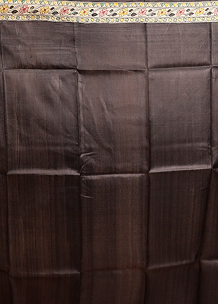 Black Printed Pure Silk Saree Without Blouse Piece