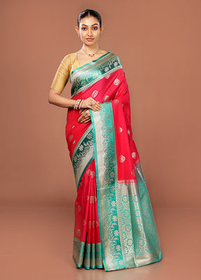 Red Uppada Silk Saree With Blouse Piece