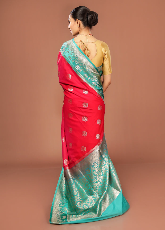 Red Uppada Silk Saree With Blouse Piece