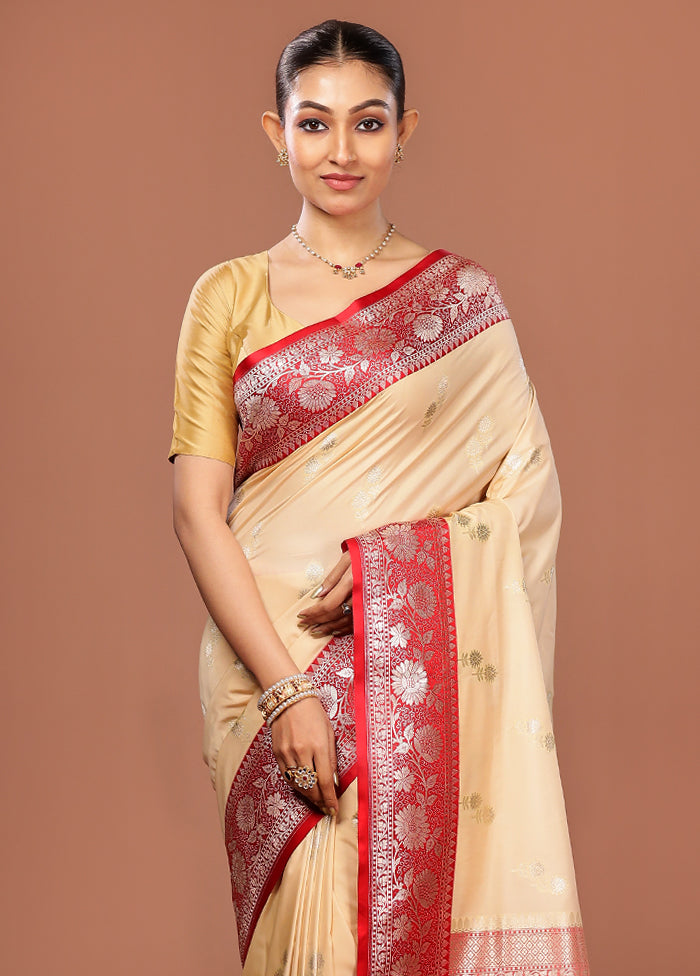 Cream Uppada Silk Saree With Blouse Piece