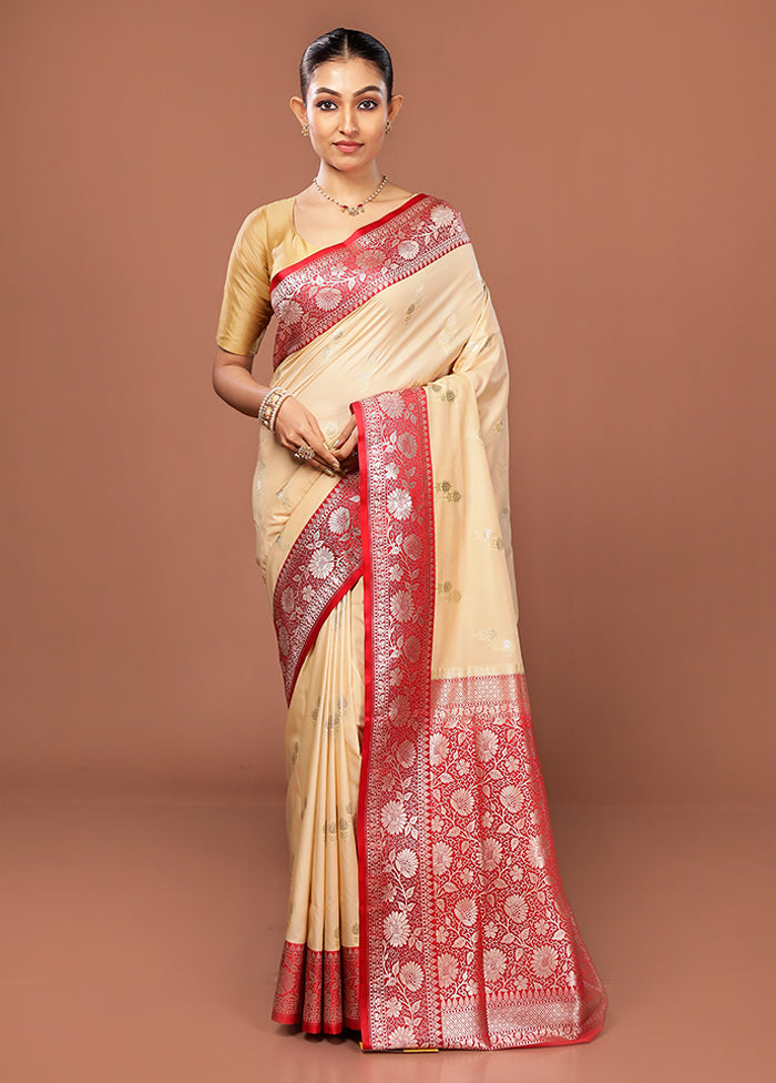 Cream Uppada Silk Saree With Blouse Piece
