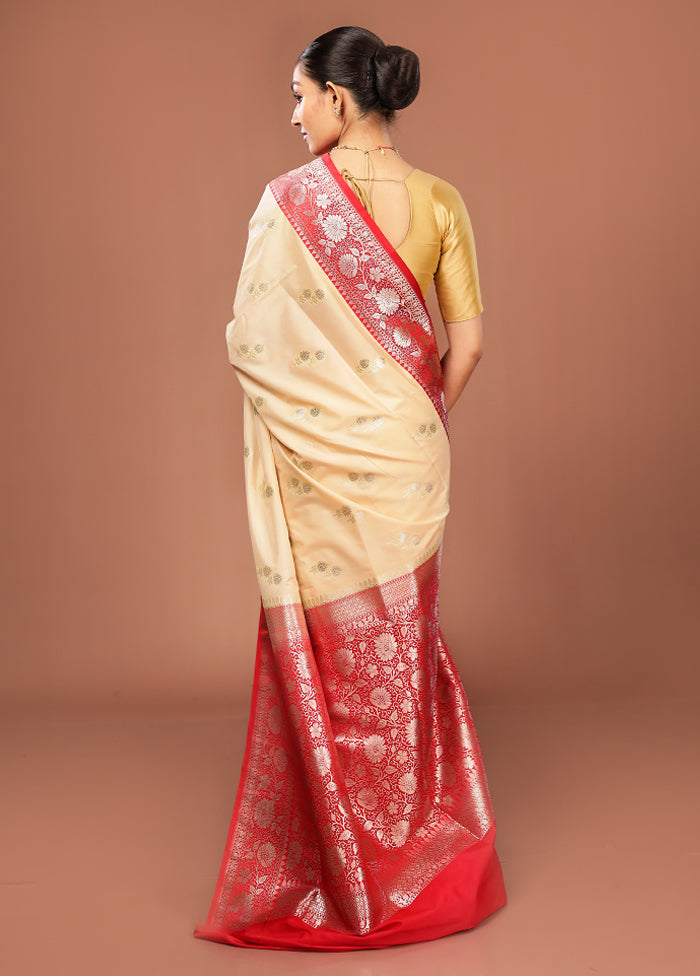 Cream Uppada Silk Saree With Blouse Piece