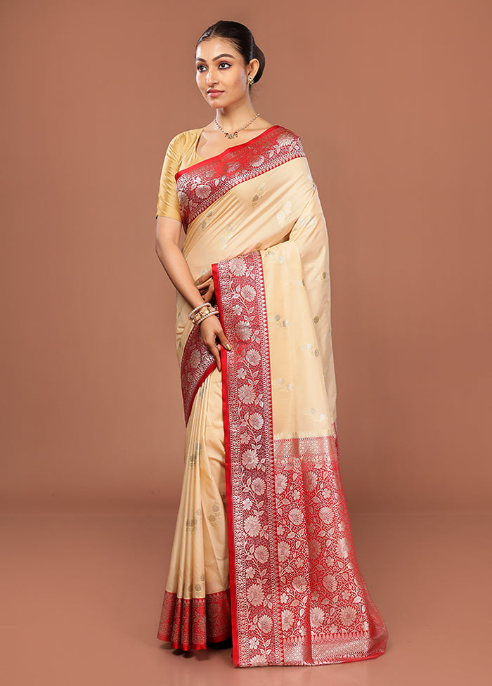 Cream Uppada Silk Saree With Blouse Piece