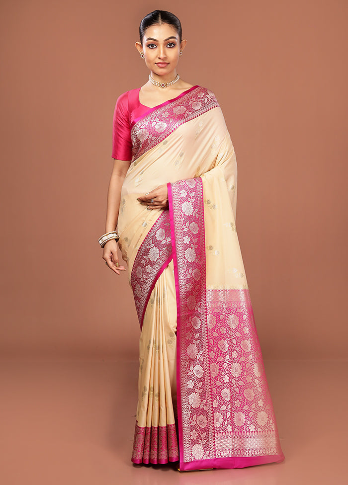 Cream Uppada Silk Saree With Blouse Piece