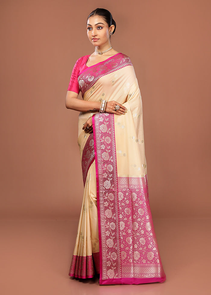 Cream Uppada Silk Saree With Blouse Piece
