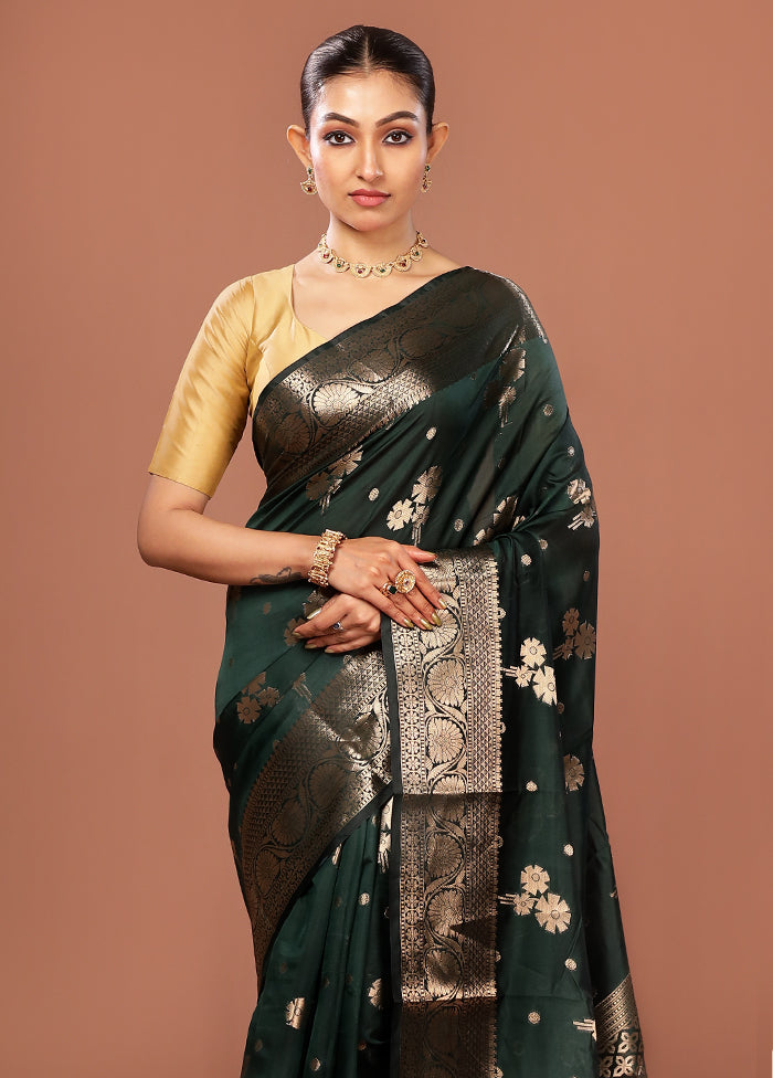 Green Kora Silk Saree With Blouse Piece