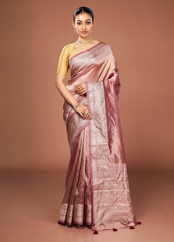 Purple Tissue Silk Saree With Blouse Piece