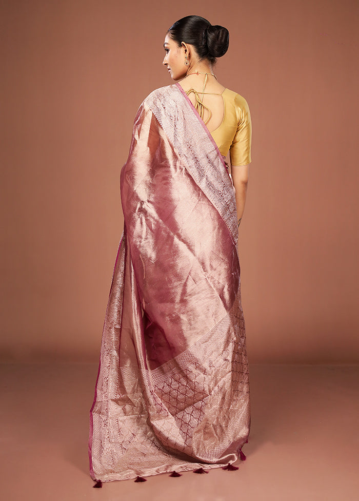Purple Tissue Silk Saree With Blouse Piece