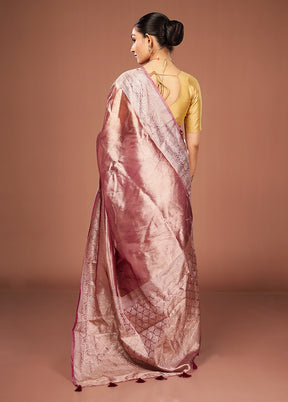 Purple Tissue Silk Saree With Blouse Piece