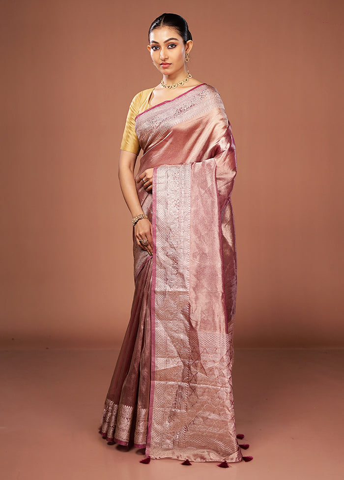 Purple Tissue Silk Saree With Blouse Piece