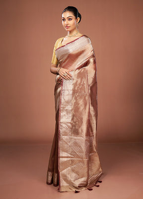 Maroon Tissue Silk Saree With Blouse Piece