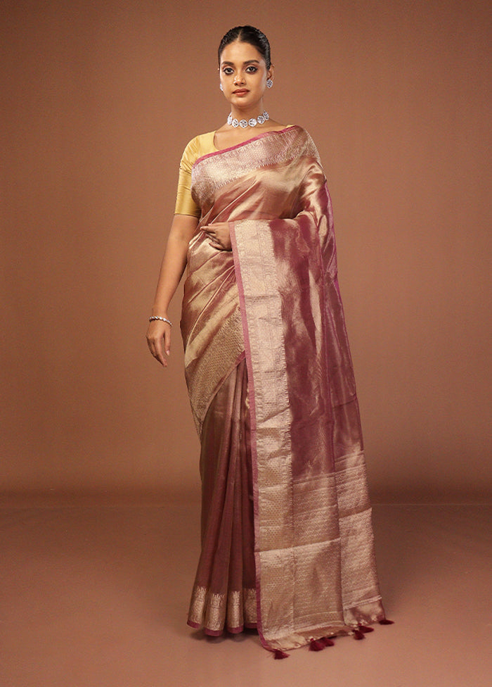 Purple Tissue Silk Saree With Blouse Piece