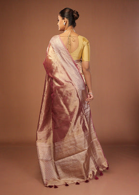 Purple Tissue Silk Saree With Blouse Piece