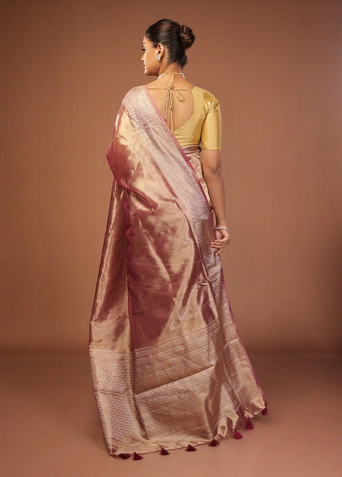 Purple Tissue Silk Saree With Blouse Piece