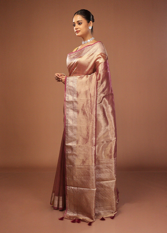 Purple Tissue Silk Saree With Blouse Piece