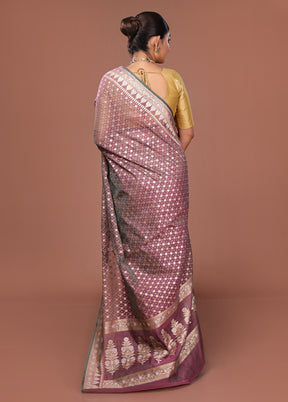 Purple Kora Silk Saree With Blouse Piece