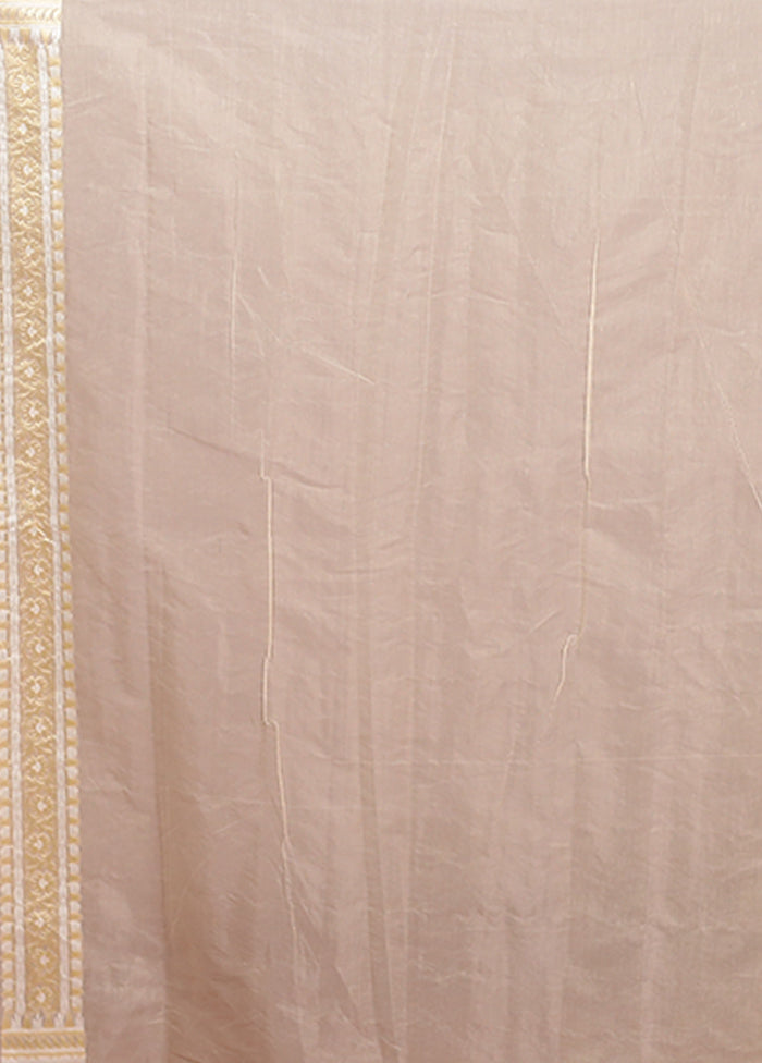 Cream Kora Silk Saree With Blouse Piece