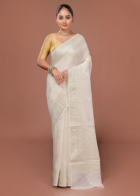 White Tissue Silk Saree With Blouse Piece