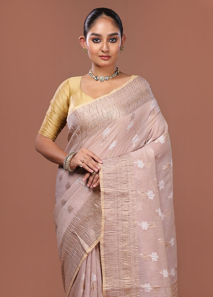 Cream Tissue Silk Saree With Blouse Piece