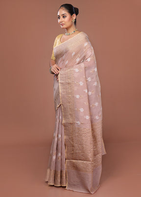 Cream Tissue Silk Saree With Blouse Piece