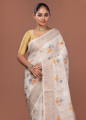 White Tissue Silk Saree With Blouse Piece