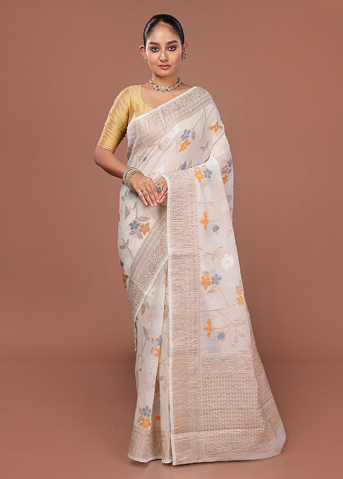 White Tissue Silk Saree With Blouse Piece