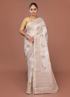 White Tissue Silk Saree With Blouse Piece