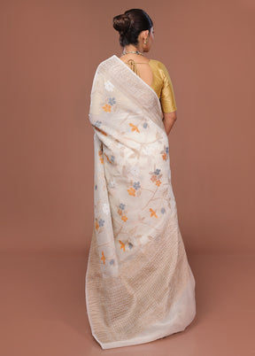 White Tissue Silk Saree With Blouse Piece