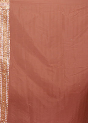 Rust Kora Silk Saree With Blouse Piece