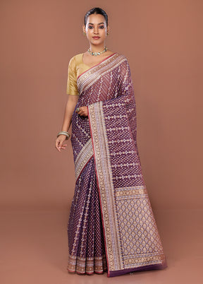 Purple Kora Silk Saree With Blouse Piece