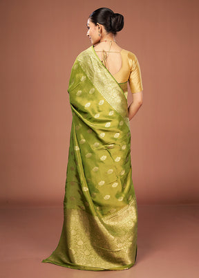 Green Tissue Silk Saree With Blouse Piece