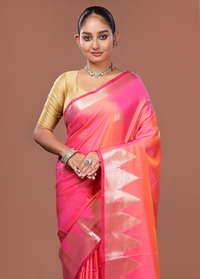 Pink Dupion Silk Saree With Blouse Piece