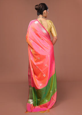Pink Dupion Silk Saree With Blouse Piece
