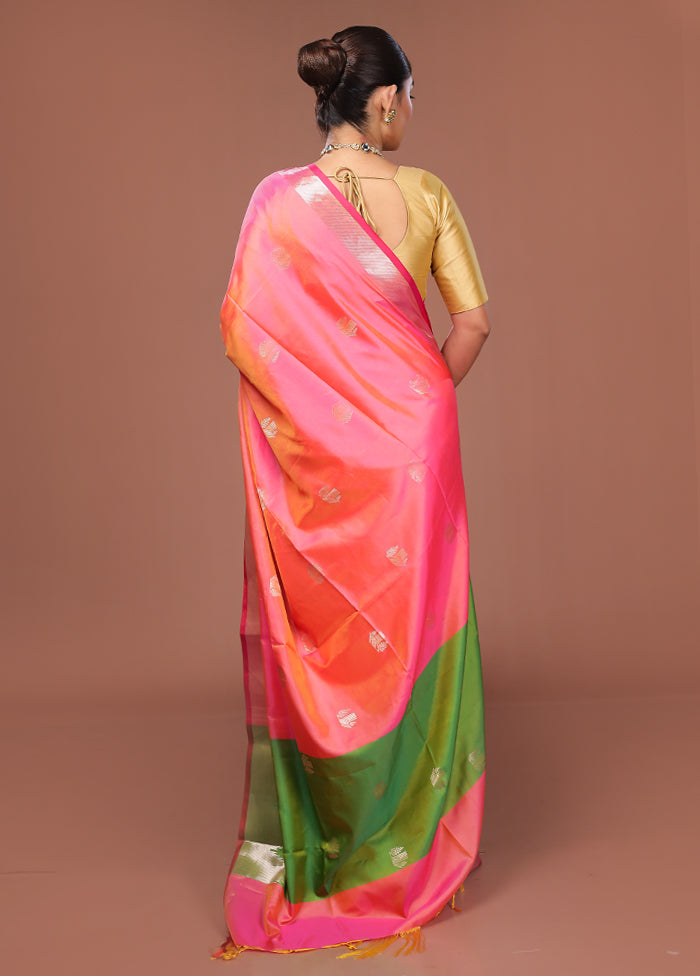 Pink Dupion Silk Saree With Blouse Piece
