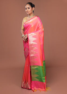 Pink Dupion Silk Saree With Blouse Piece