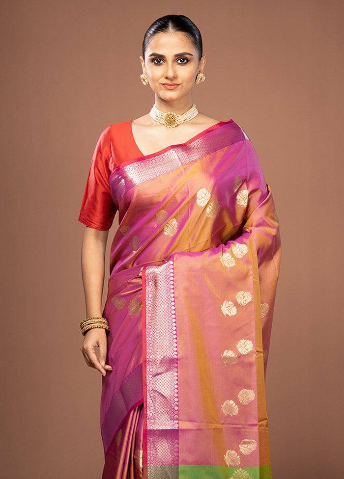 Purple Dupion Silk Saree With Blouse Piece