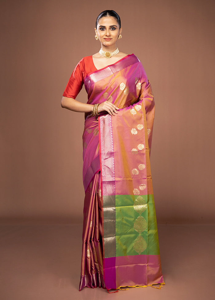 Purple Dupion Silk Saree With Blouse Piece
