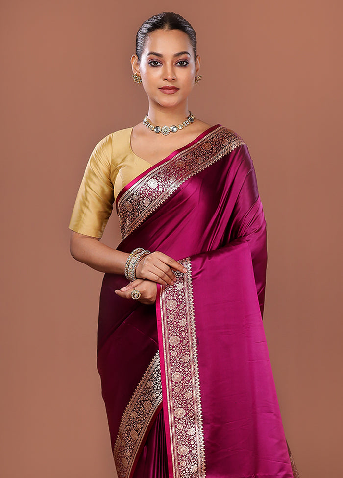 Purple Banarasi Silk Saree With Blouse Piece